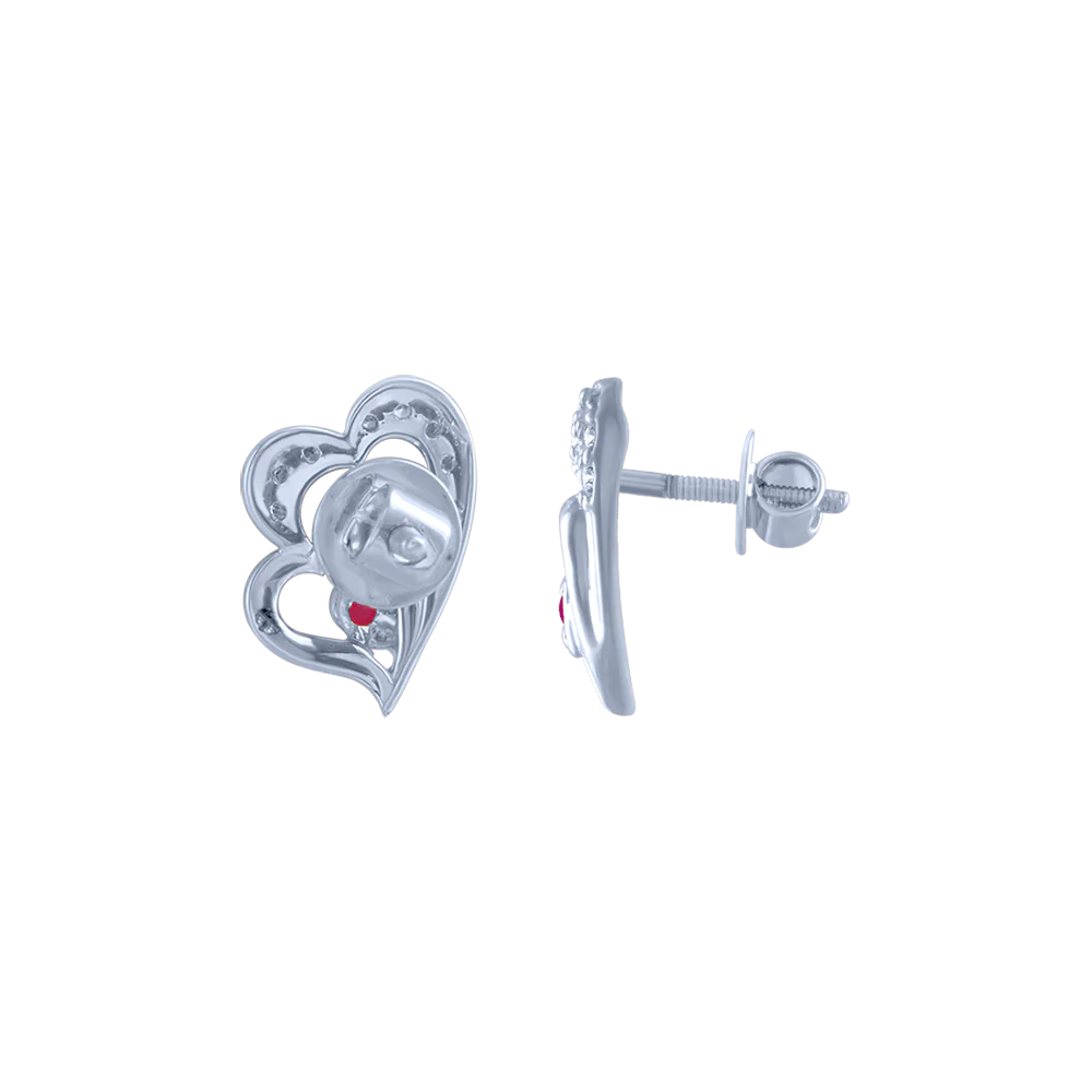 14k (585) White Gold And Diamond Stud Earrings For Women - Image 2