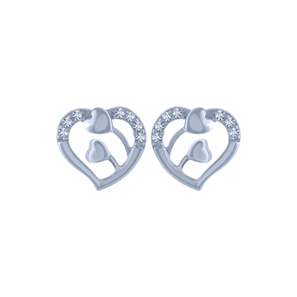 14k (585) White Gold And Diamond Stud Earrings For Women - Image 2