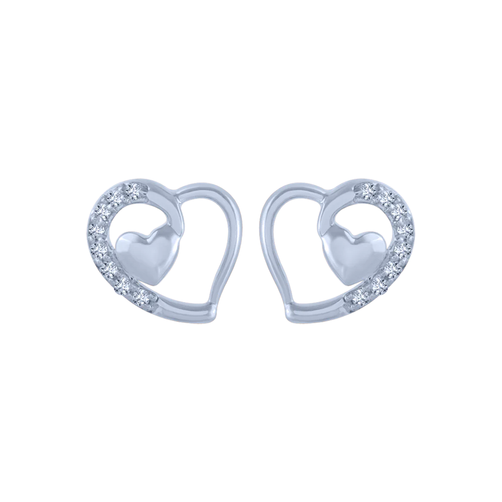 14k (585) White Gold And Diamond Stud Earrings For Women - Image 2