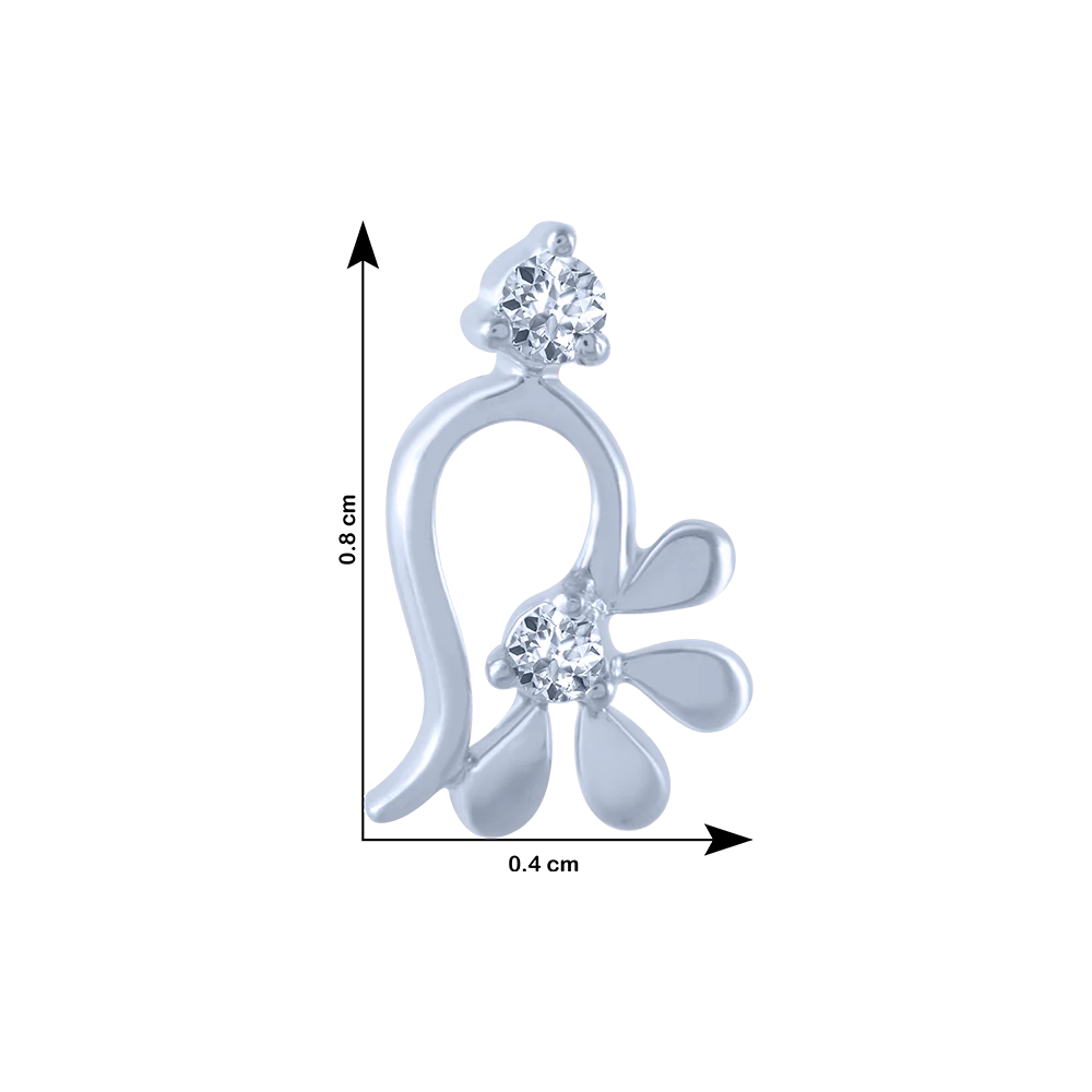 14k (585) White Gold And Diamond Stud Earrings For Women - Image 3