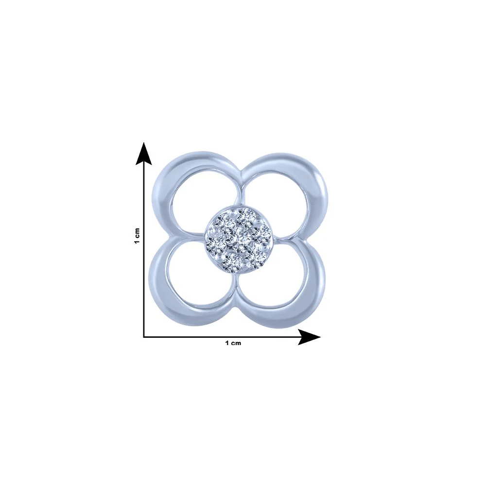 14k (585) White Gold And Diamond Stud Earrings For Women - Image 4