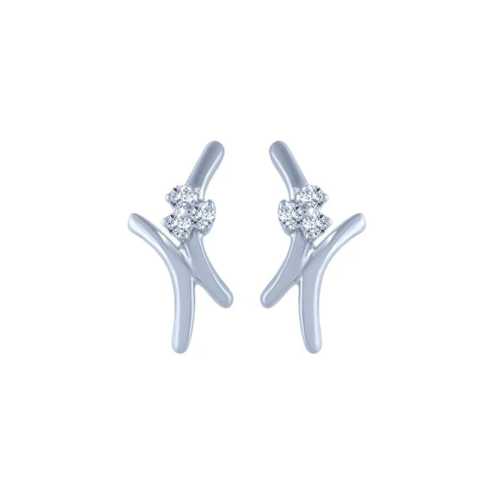 14k (585) White Gold And Diamond Stud Earrings For Women