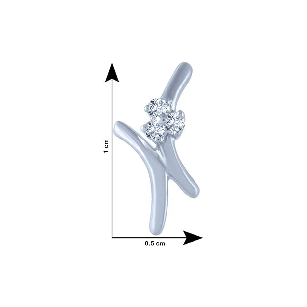 14k (585) White Gold And Diamond Stud Earrings For Women - Image 3