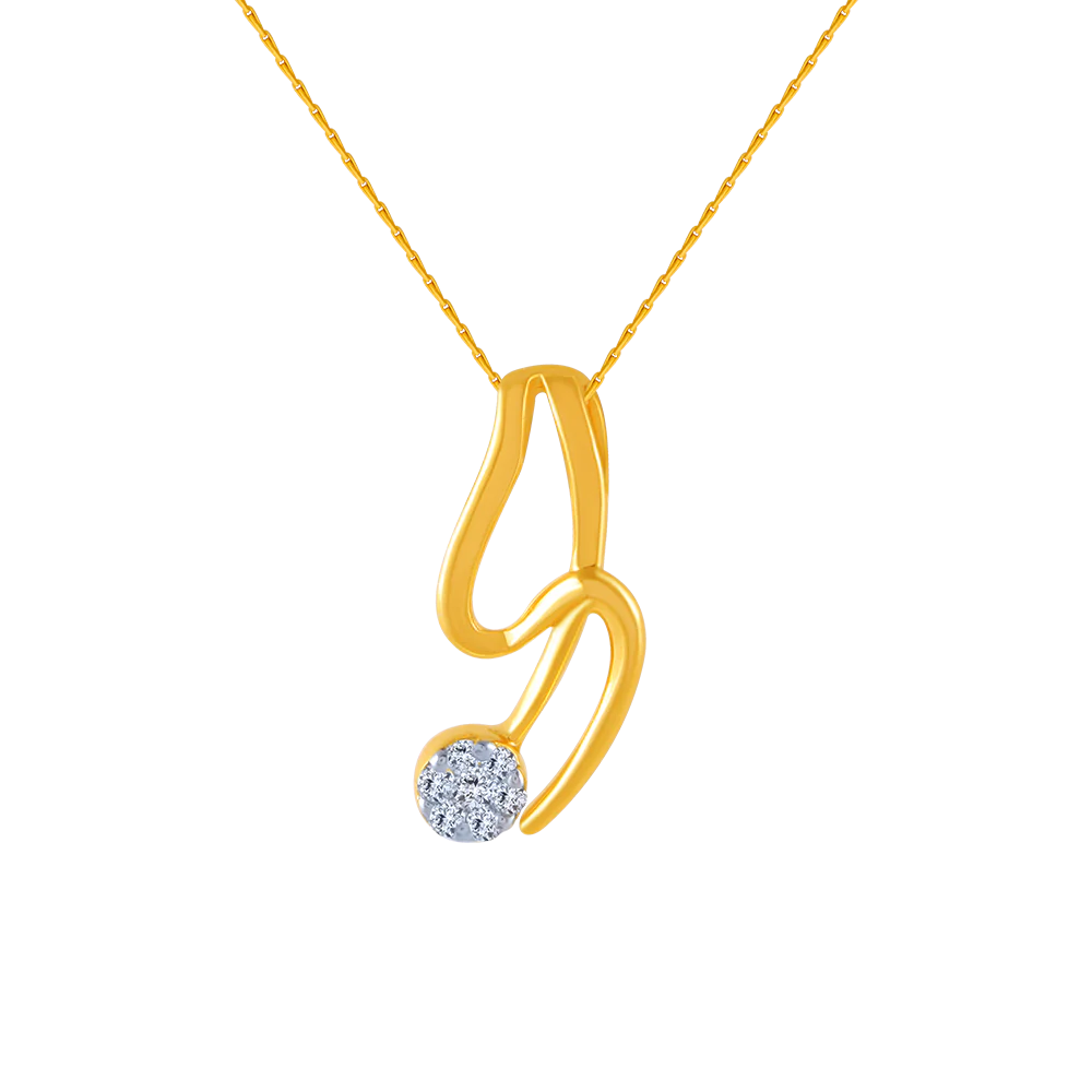 14k (585) Yellow Gold And Diamond Pendant For Women