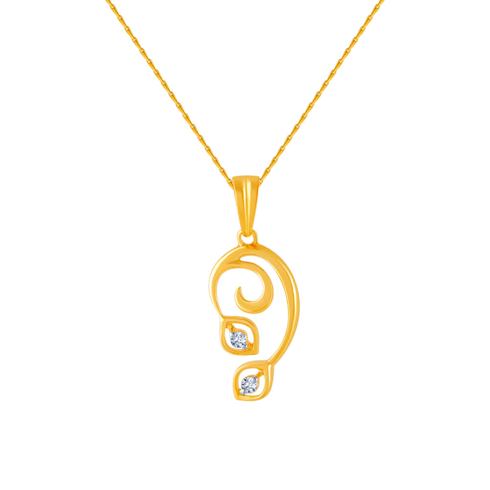 14k (585) Yellow Gold And Diamond Pendant For Women