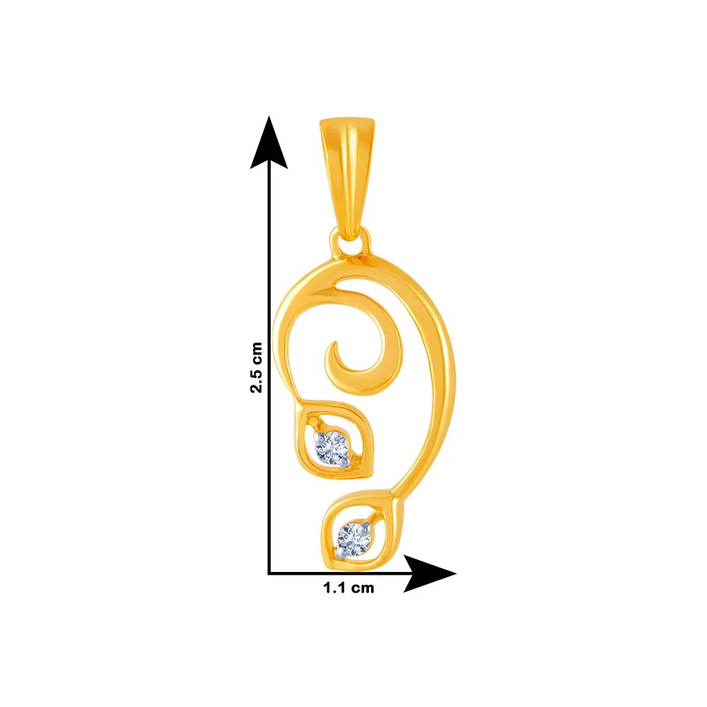 14k (585) Yellow Gold And Diamond Pendant For Women - Image 4