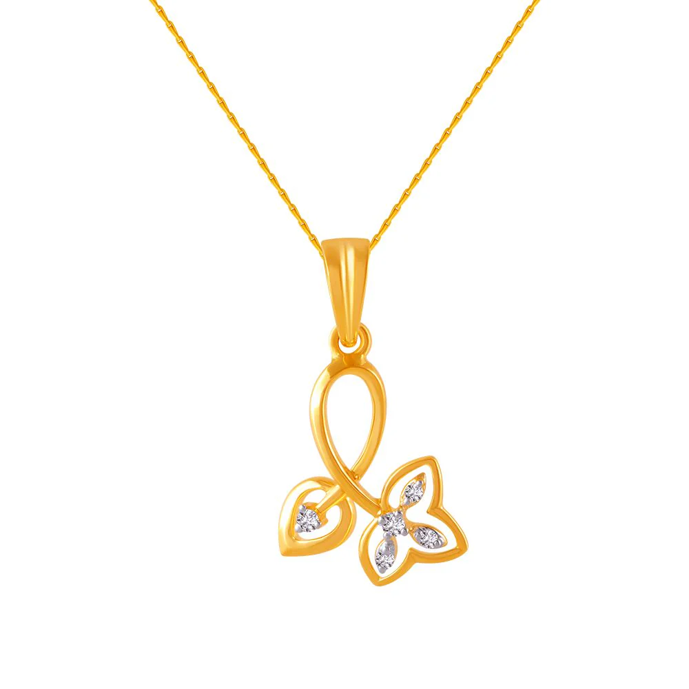 14k (585) Yellow Gold And Diamond Pendant For Women