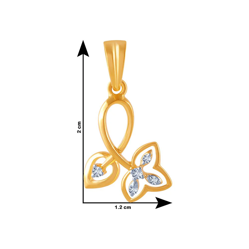 14k (585) Yellow Gold And Diamond Pendant For Women - Image 4