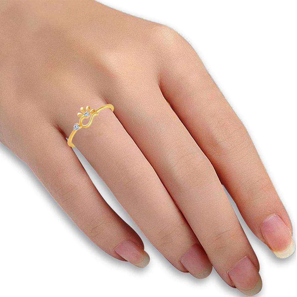 14k (585) Yellow Gold And Diamond Ring For Women - Image 2