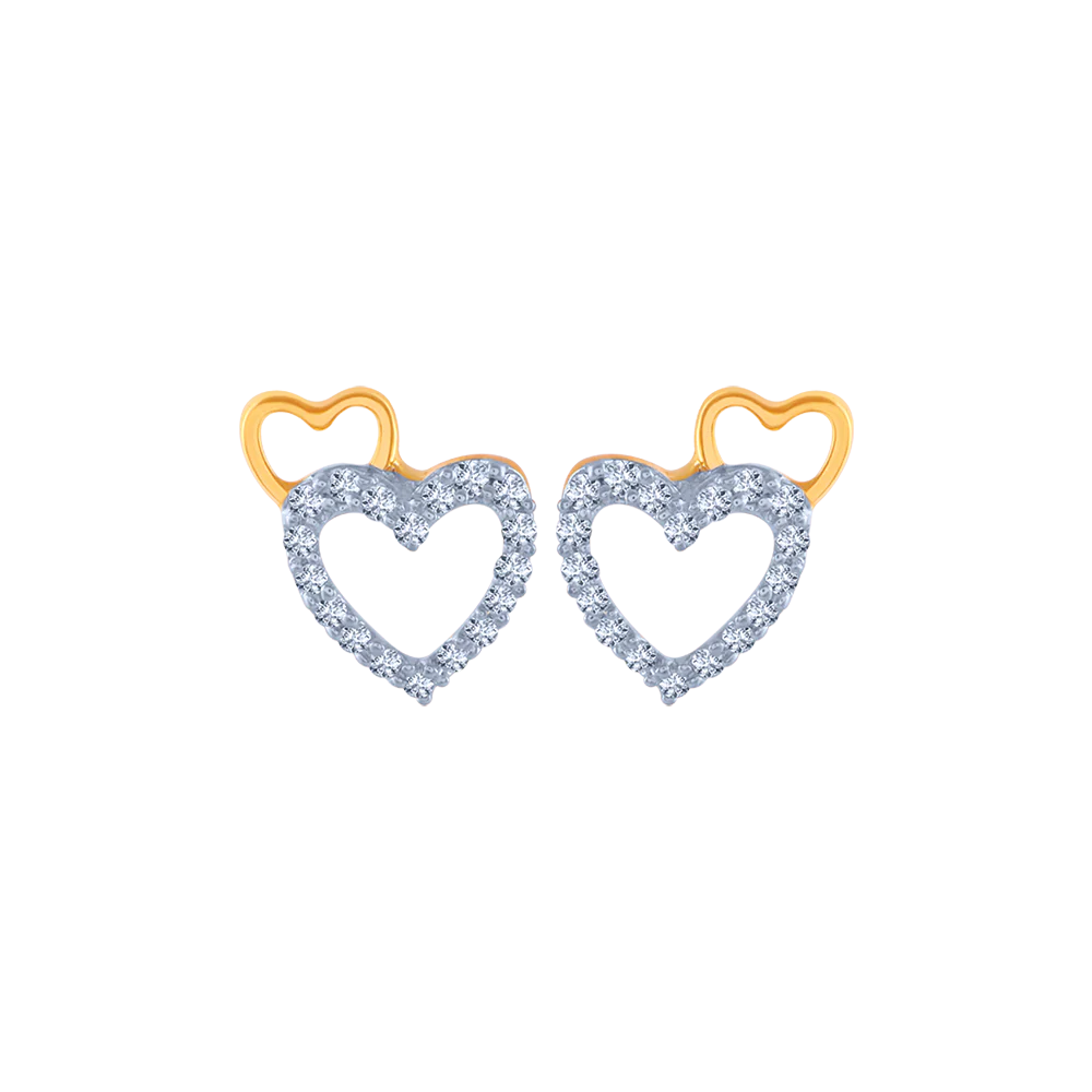 14k (585) Yellow Gold And Diamond Stud Earrings For Women - Image 2