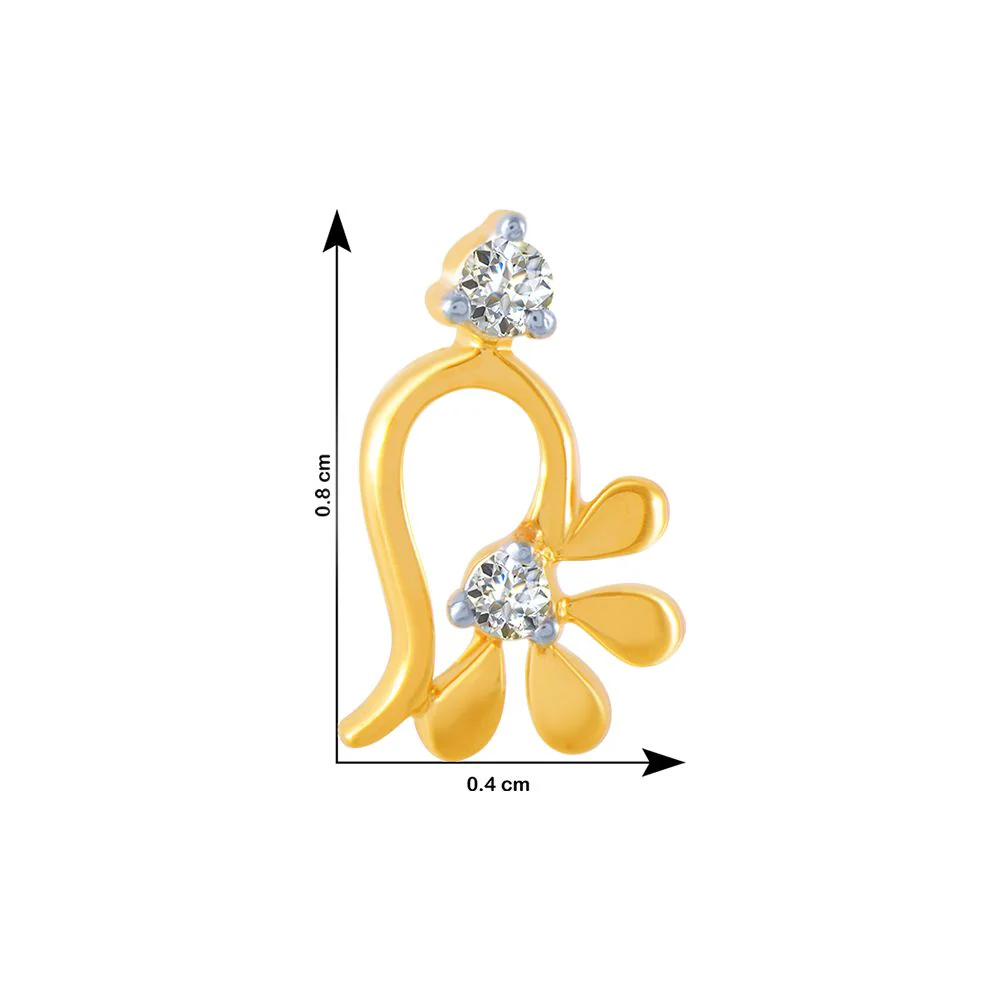 14k (585) Yellow Gold And Diamond Stud Earrings For Women - Image 4