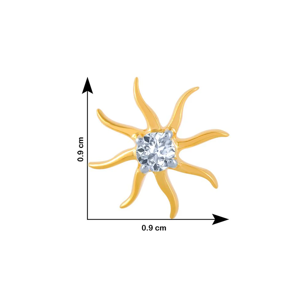 14k (585) Yellow Gold And Diamond Stud Earrings For Women - Image 4