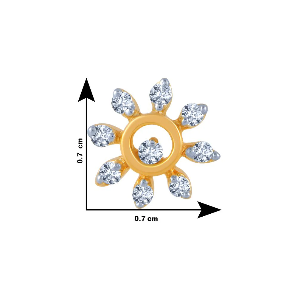 14k (585) Yellow Gold And Diamond Stud Earrings For Women - Image 4