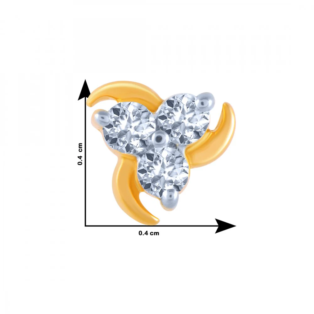 14k (585) Yellow Gold And Diamond Stud Earrings For Women - Image 4