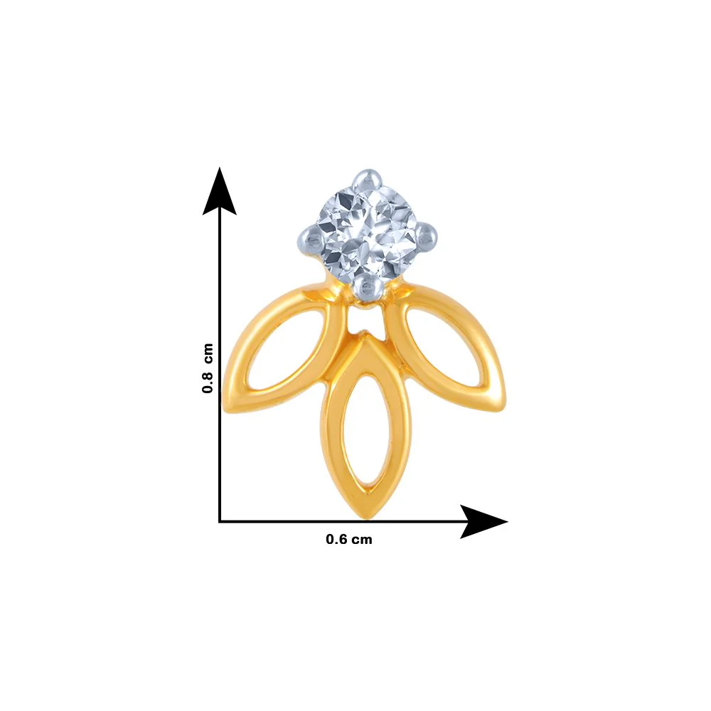 14k (585) Yellow Gold And Diamond Stud Earrings For Women - Image 4