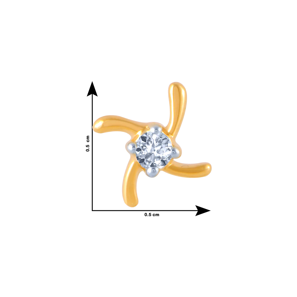 14k (585) Yellow Gold And Diamond Stud Earrings For Women - Image 4