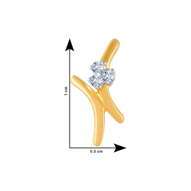 14k (585) Yellow Gold And Diamond Stud Earrings For Women - Image 3