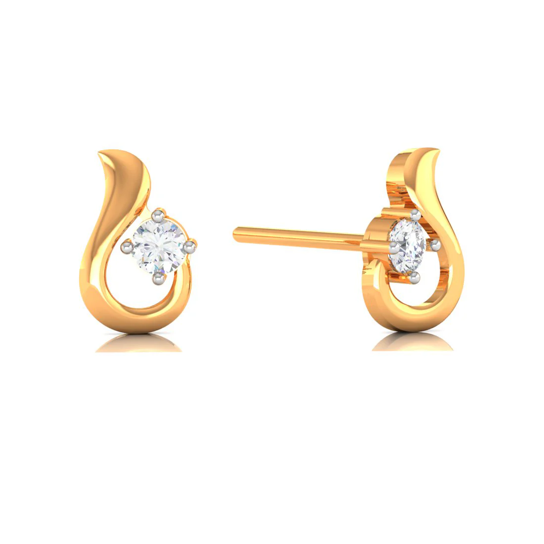 14k American Diamond Gold Earrings With Unique Design - Image 2