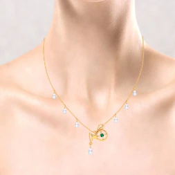 14k Aquarius Themed Gold Gorgeous Necklace From Amazea Collection - Image 6