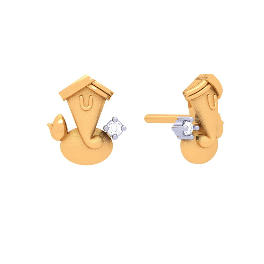 14k Auspicious Lord Ganesha Gold Earring From Amazea Collection - Image 2
