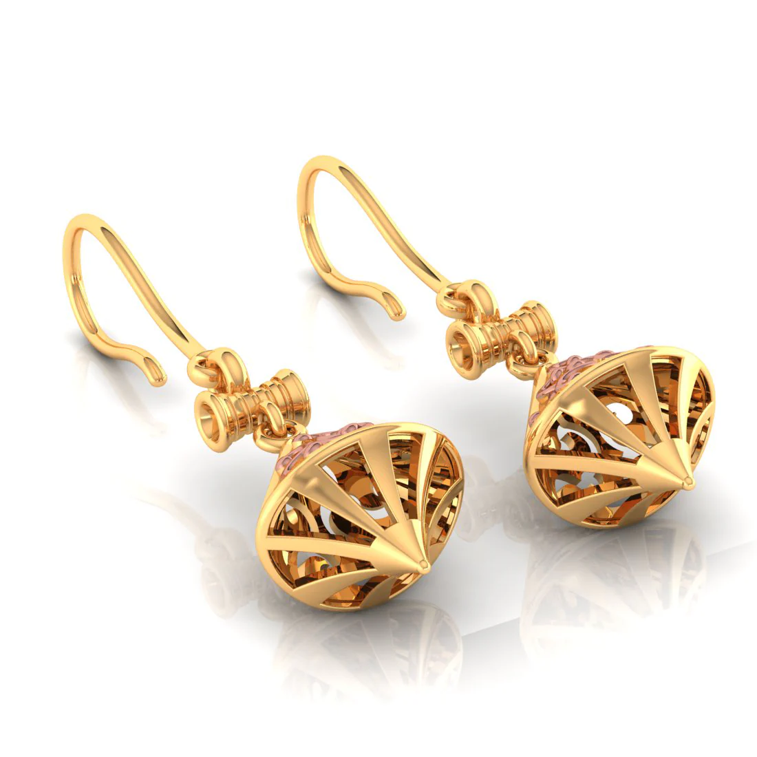 14k Beautiful Gold Earrings With Intricate Yellow Gold Work - Image 3