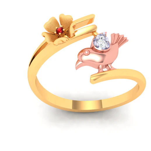 14k Beautiful Gold Ring With A Yellow Gold Bird From Amazea Collection - Image 5