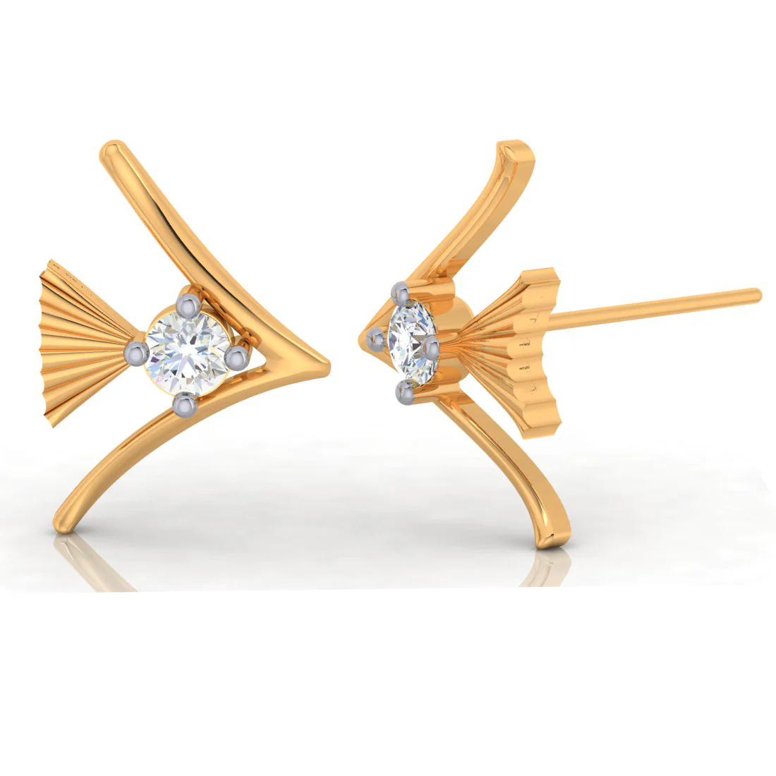 14k Charming Gold And American Diamond Earrings - Image 2