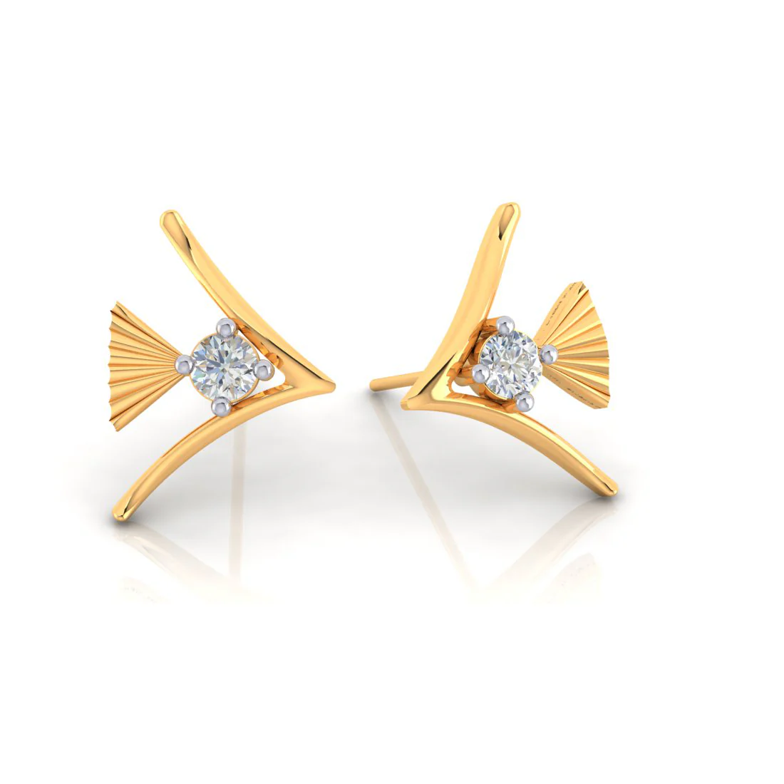 14k Charming Gold And American Diamond Earrings - Image 3