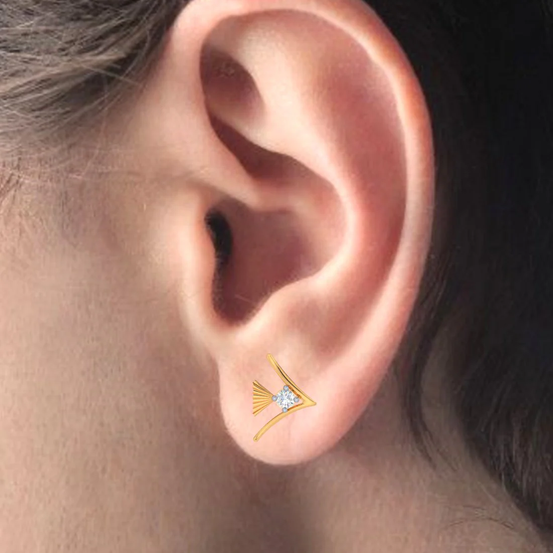 14k Charming Gold And American Diamond Earrings - Image 5