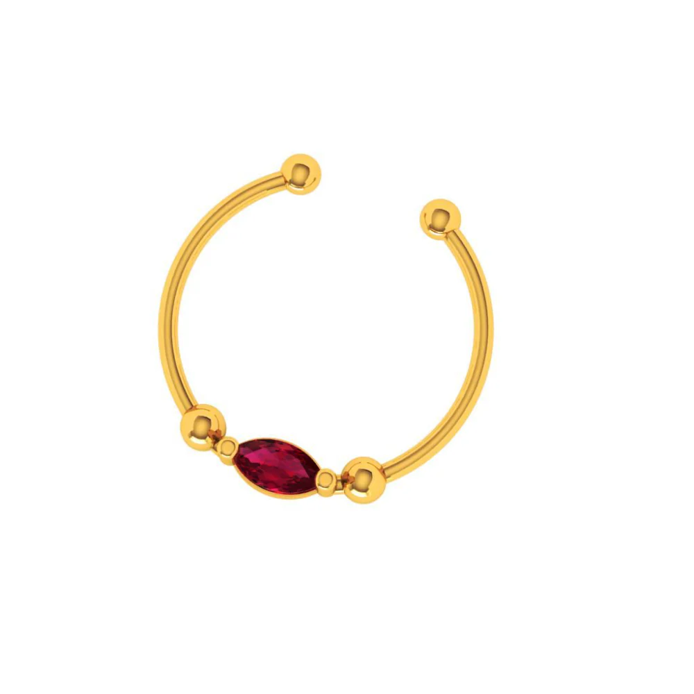 14k Classic Pink Stone Clip-on Nose Ring - Image 5