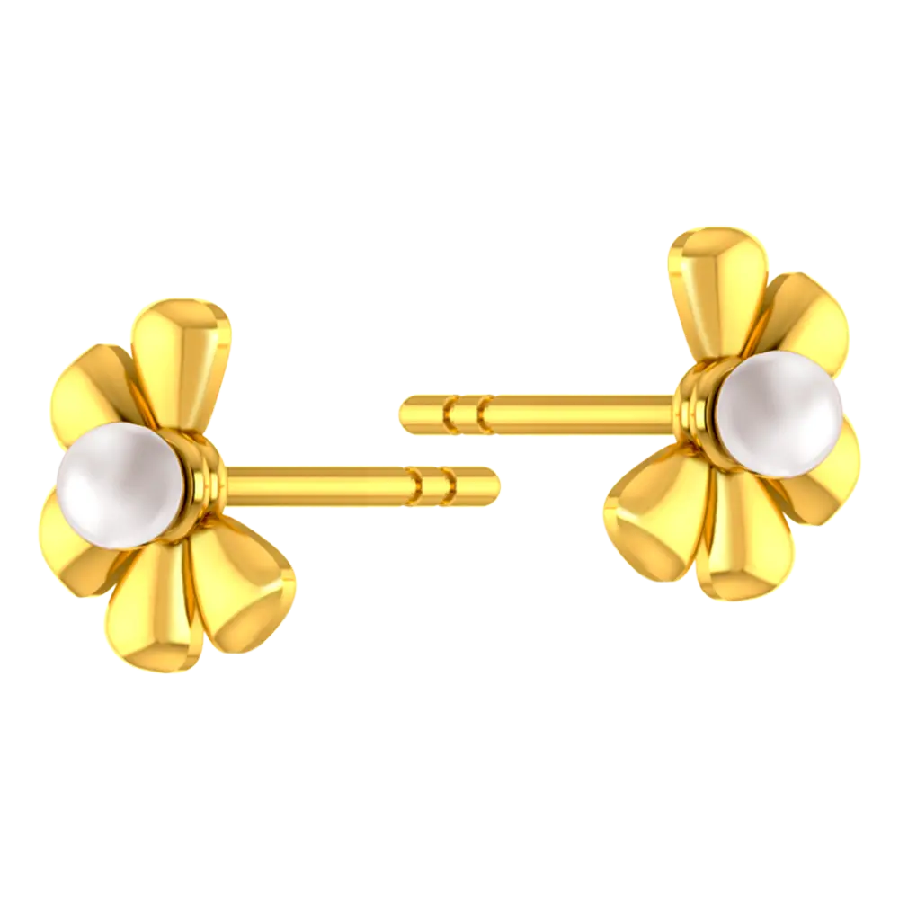 14k Dainty Earrings With Half Floral Design From Online Exclusive - Image 3