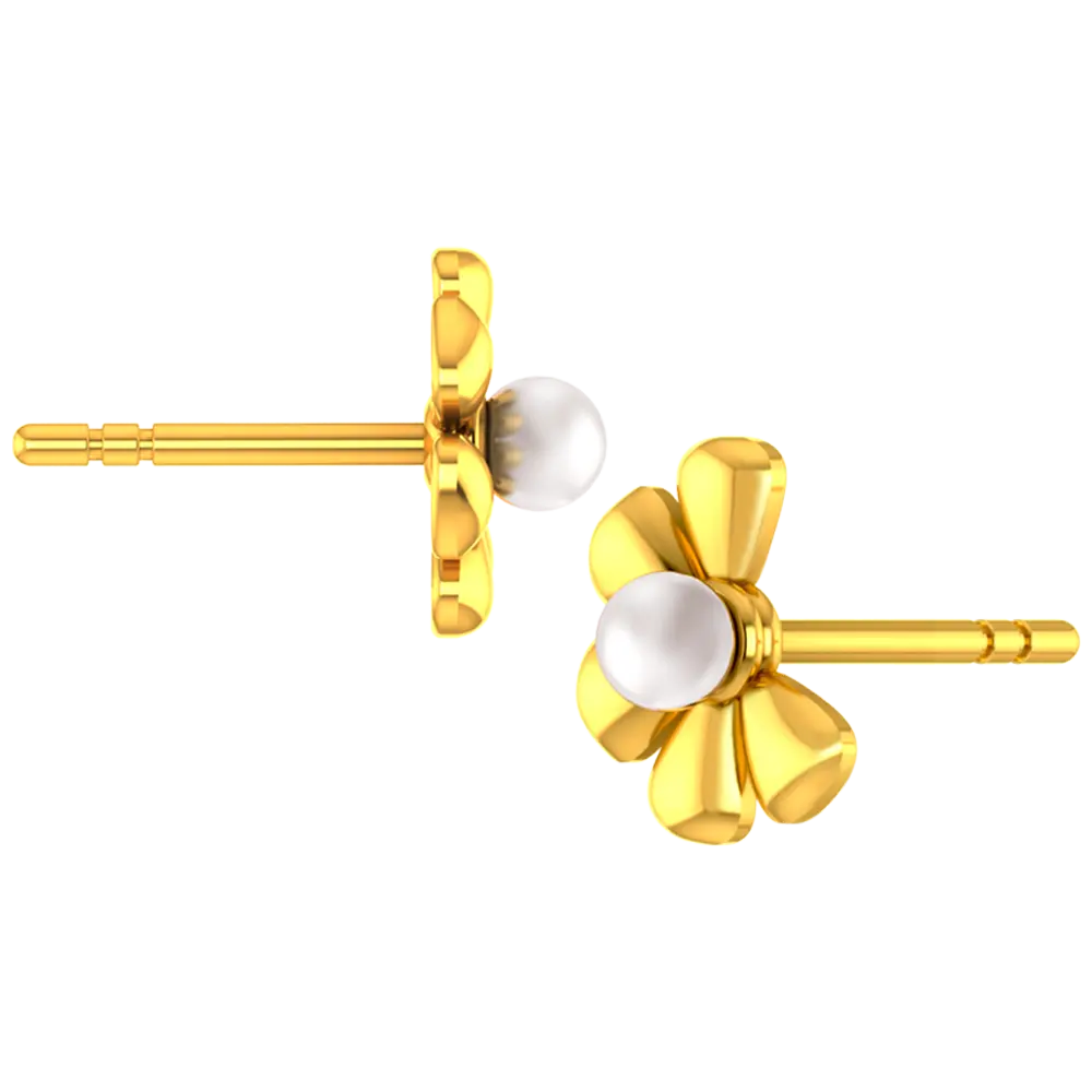 14k Dainty Earrings With Half Floral Design From Online Exclusive - Image 4