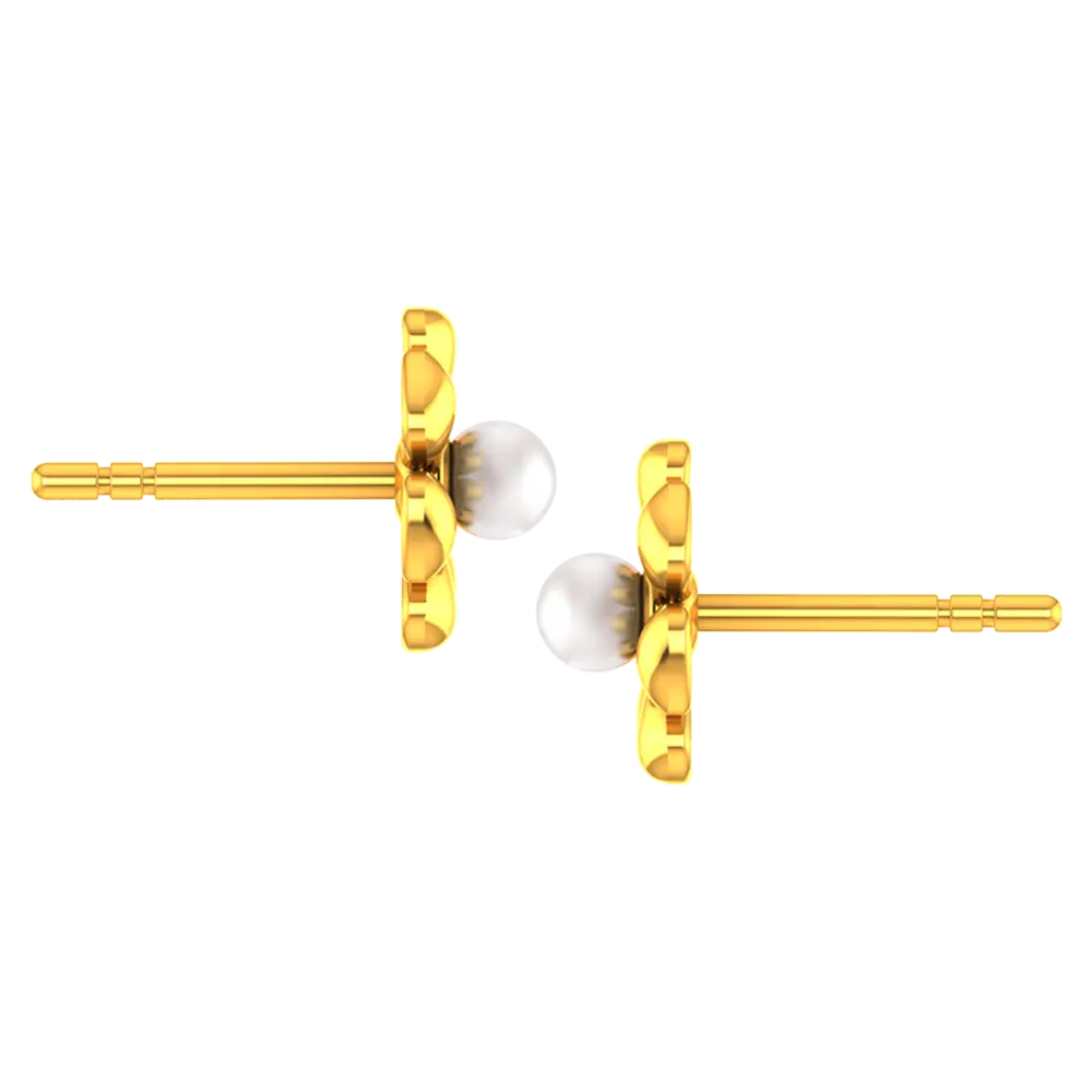 14k Dainty Earrings With Half Floral Design From Online Exclusive - Image 5