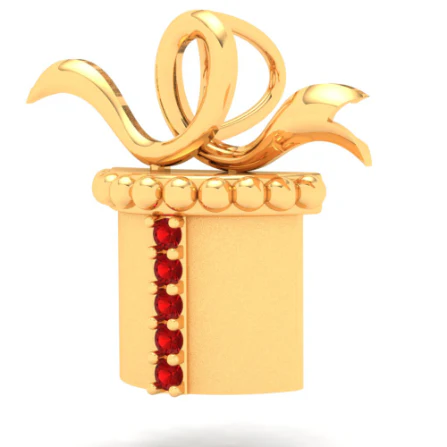 14k Dainty Gift Shaped Gold Pendant From Amazea Collection - Image 2