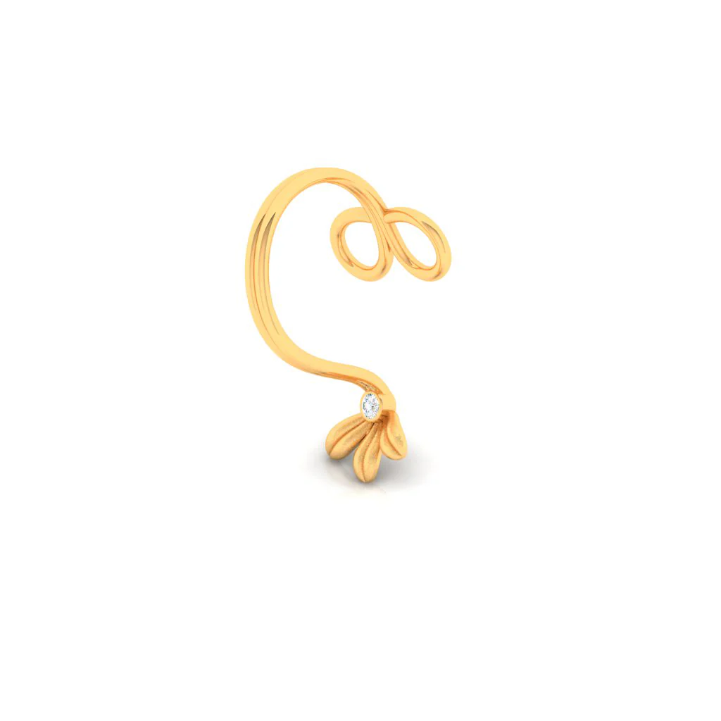 14k Delicate Floral Diamond Lip Ring - Image 2