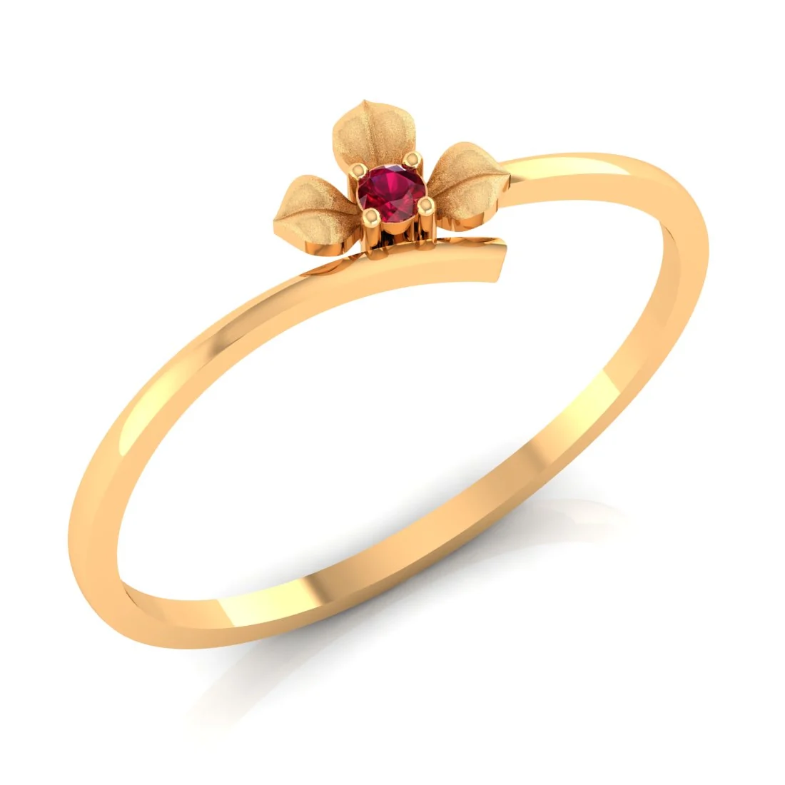 14K Delicate Yellow Gold Flower Ring for Women - Image 3