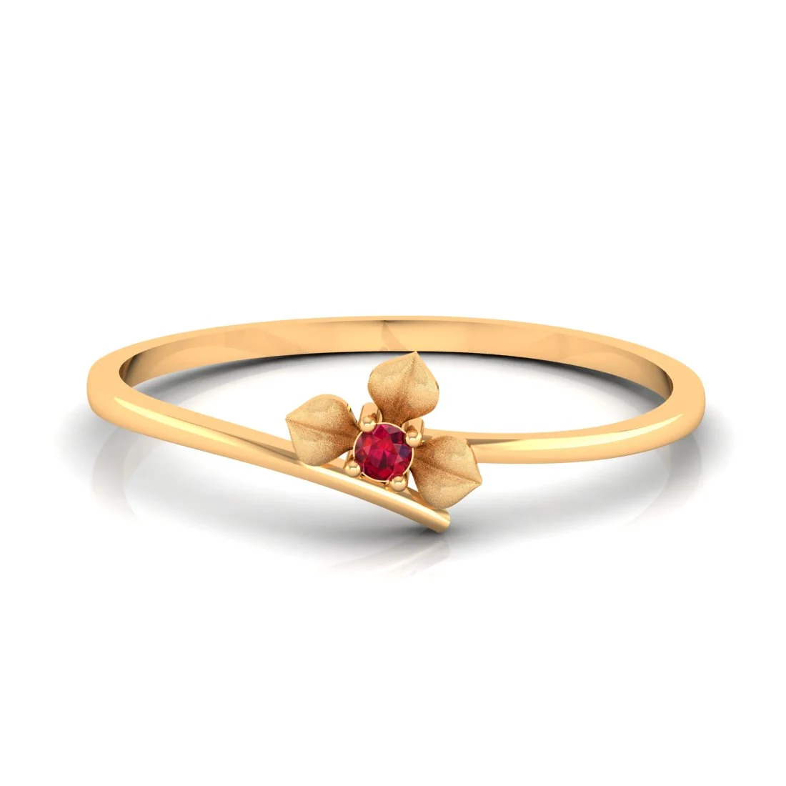 14K Delicate Yellow Gold Flower Ring for Women - Image 4