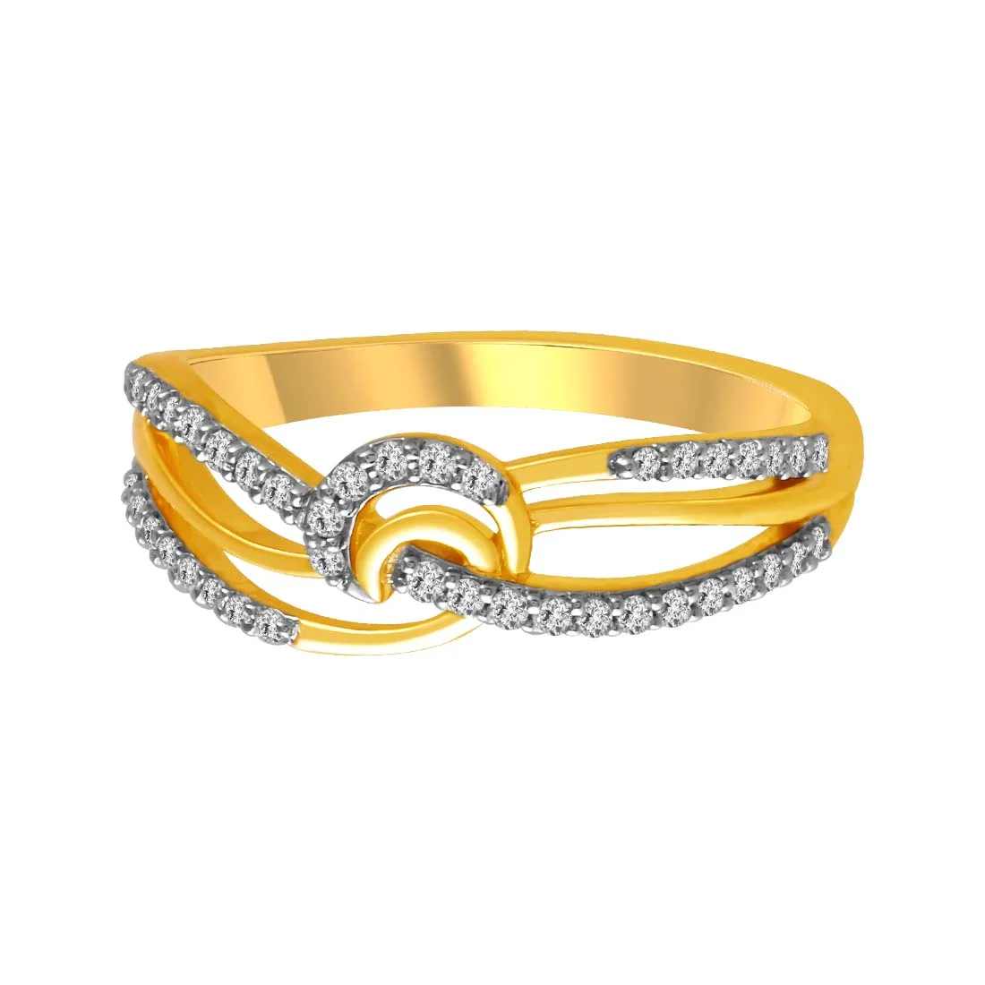 14K Diamond Ring With Intertwined Bands - Image 2