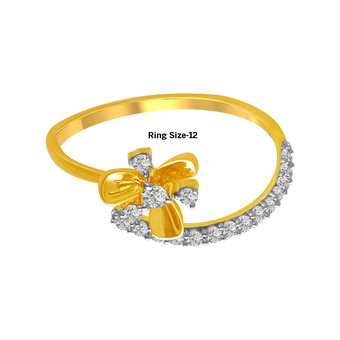 14K Diamond-studded Gold Ring With Floral Piece In The Centre - Image 5