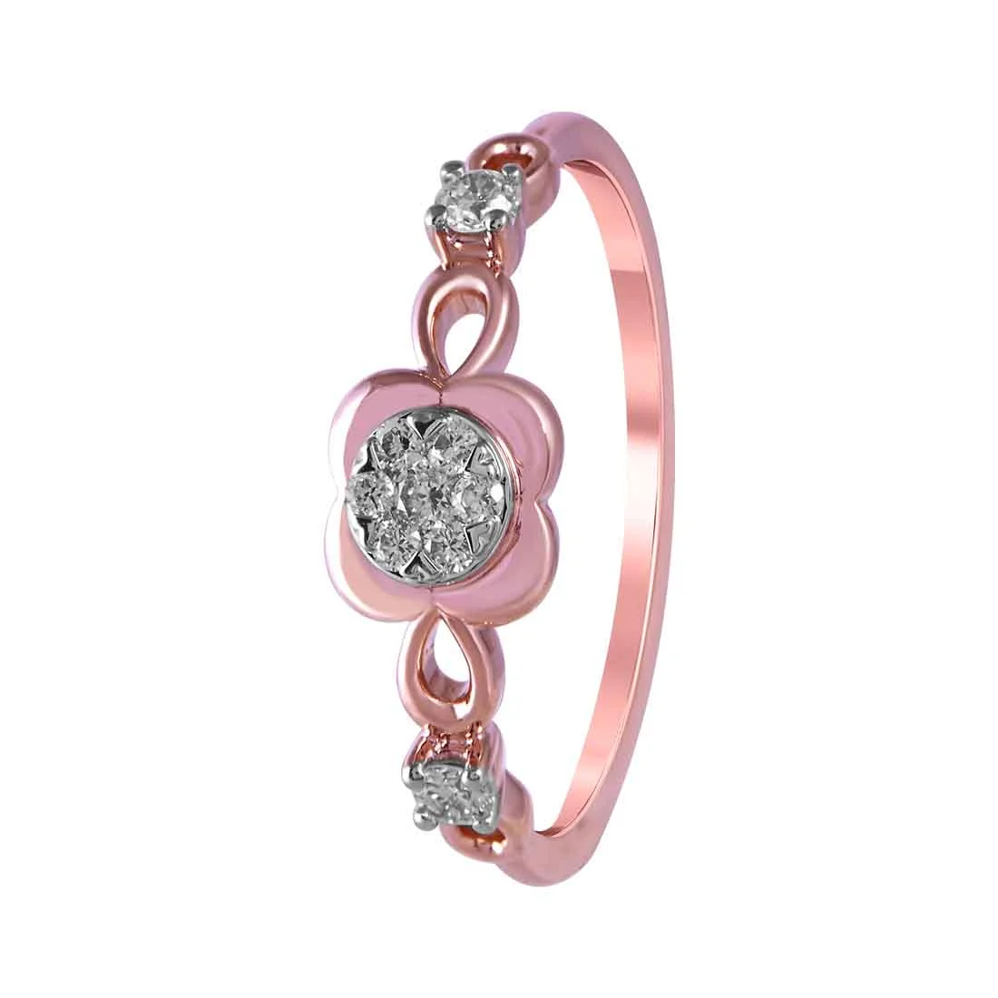 14K Diamond-studded Rose Gold Ring With A Floral Design In The Centre - Image 2