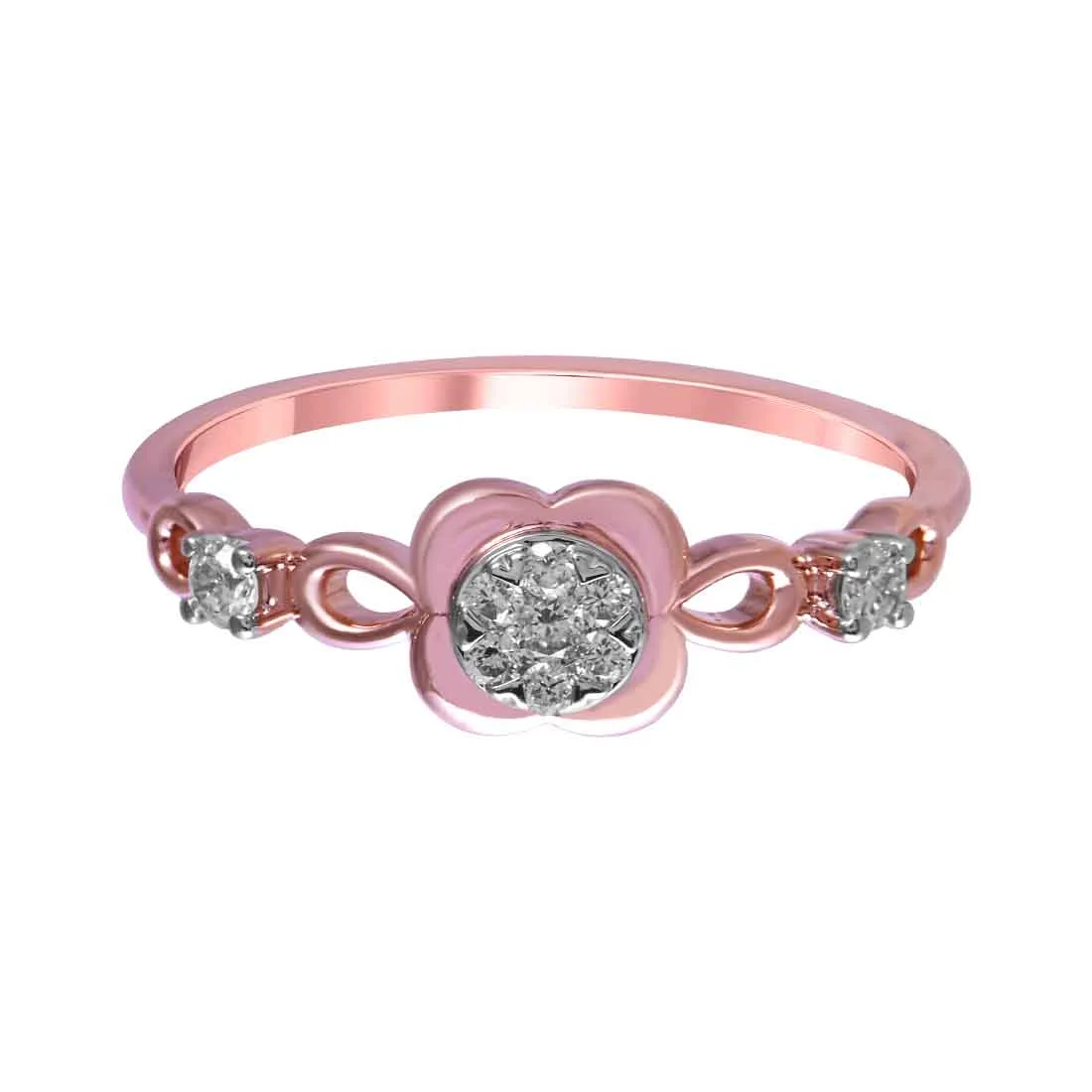 14K Diamond-studded Rose Gold Ring With A Floral Design In The Centre - Image 3