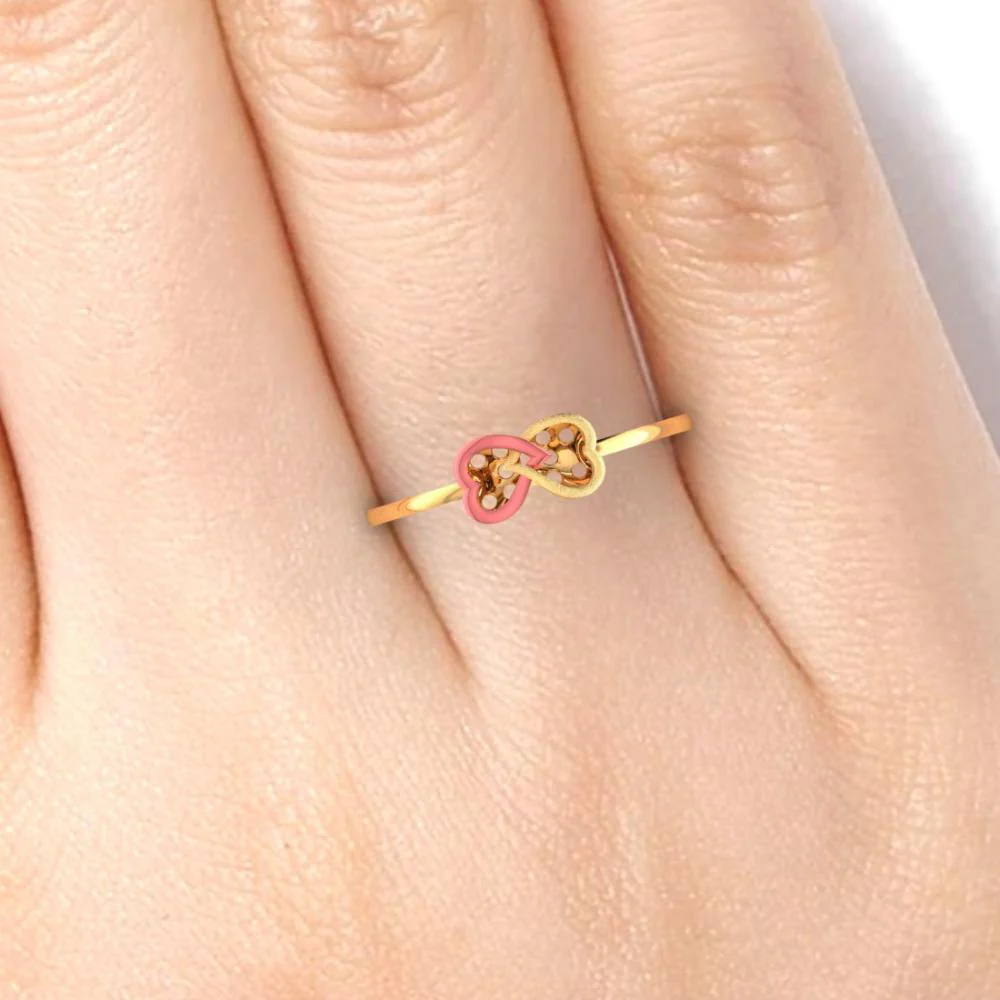 14k Double Interlocked Infinity Hearts Ring - Image 5