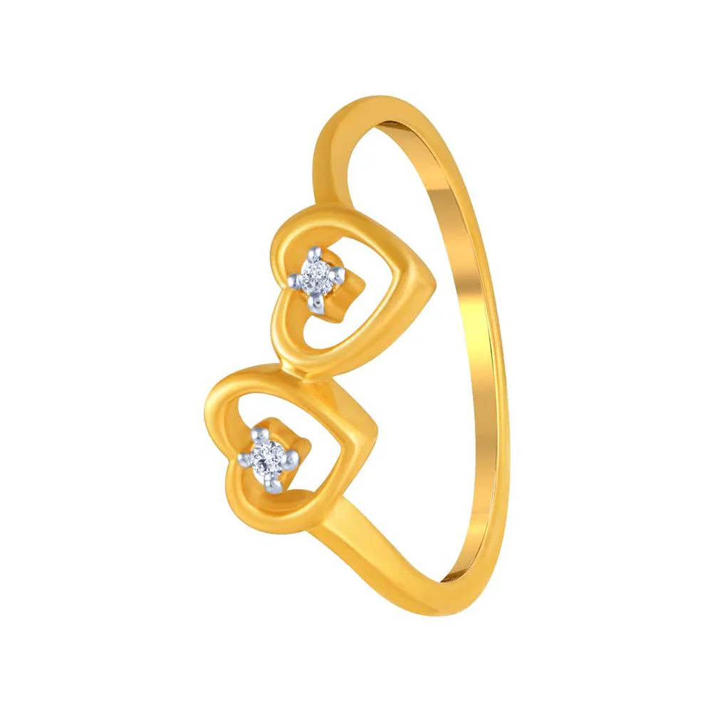 14k  Dual Heart Gold Ring - Image 2