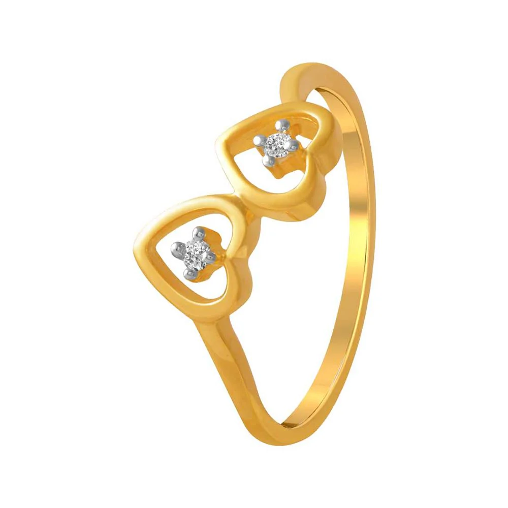 14k  Dual Heart Gold Ring - Image 3