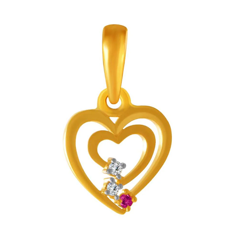 14k Dual Interlocked Hearts Adorned With S