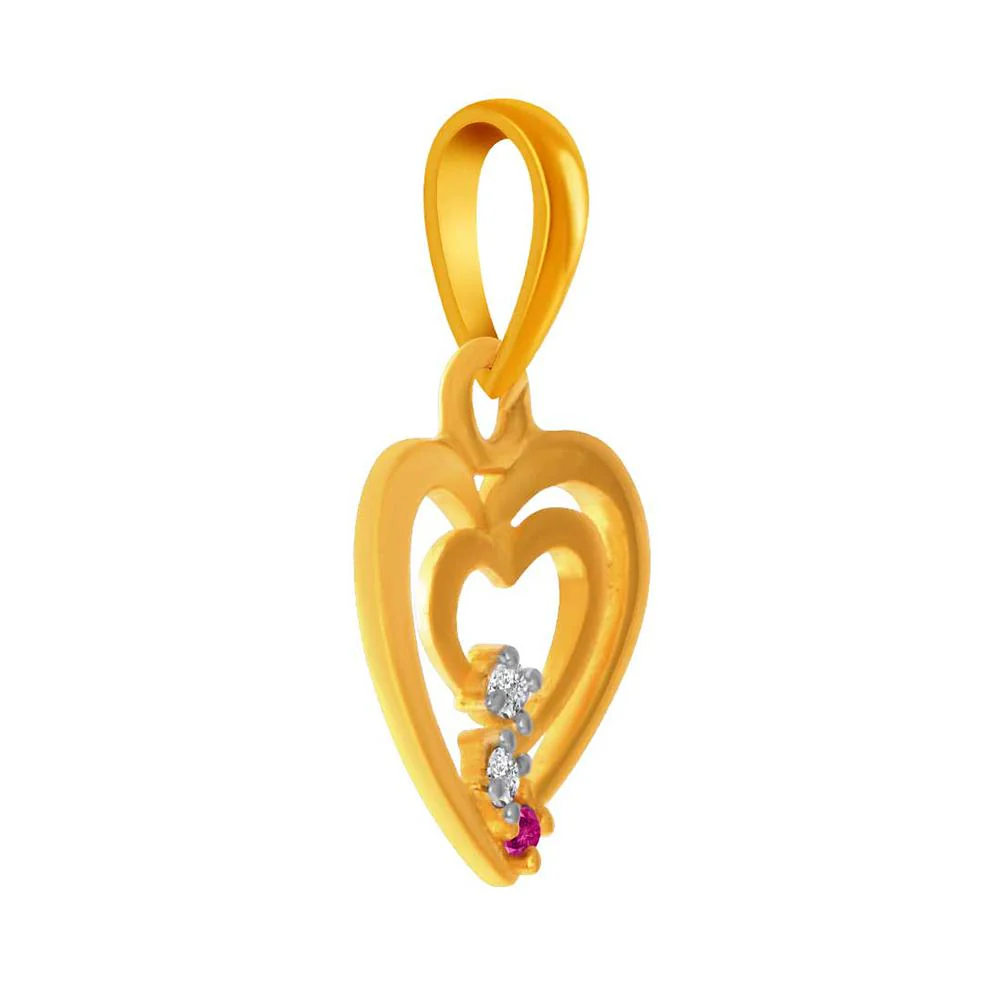 14k Dual Interlocked Hearts Adorned With S - Image 2