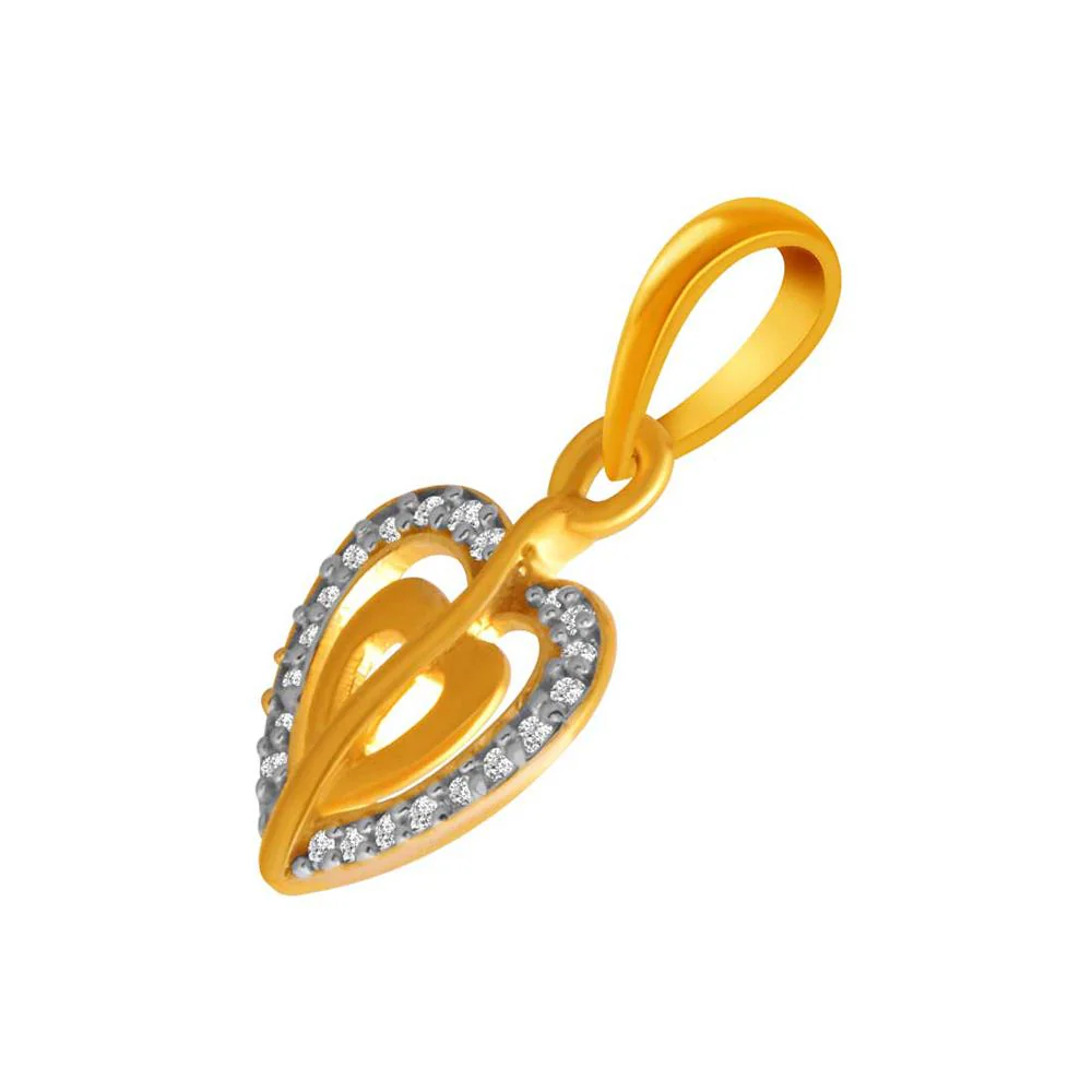 14k Dual Layered Studded Heart Pendant - Image 3