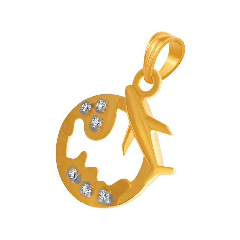 14k Earth Style Gold Pendent With A Aeroplane - Image 3