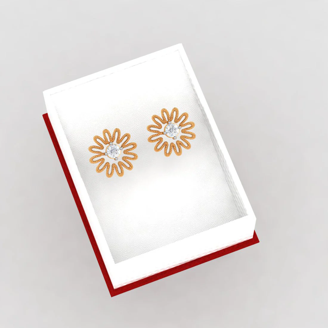 14k Elegant Floral Gold American Diamond Earrings - Image 6