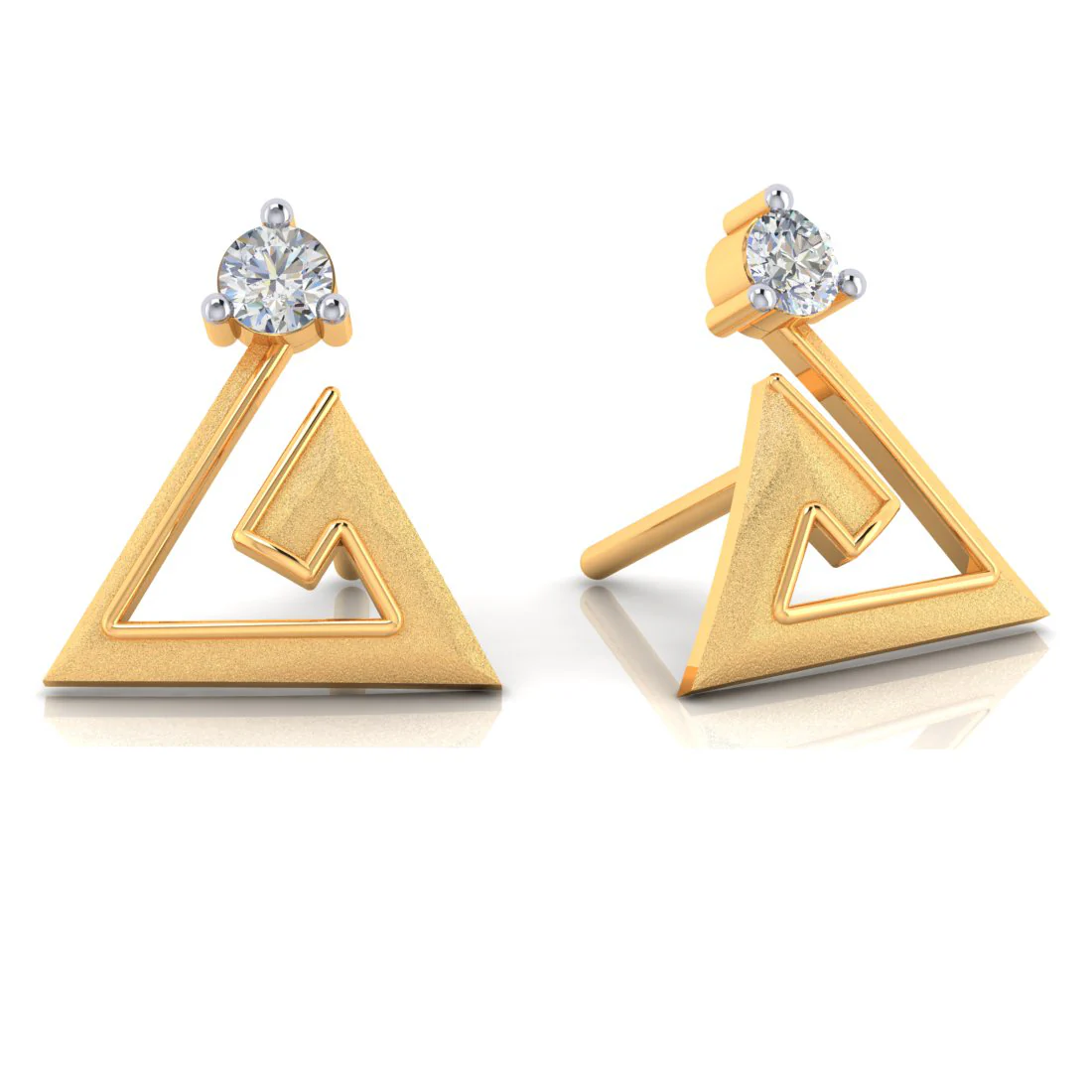 14k Elegant Shaped American Diamond Gold Earrings - Image 3